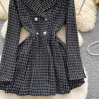Vintage Suit Collar Tweed Dress