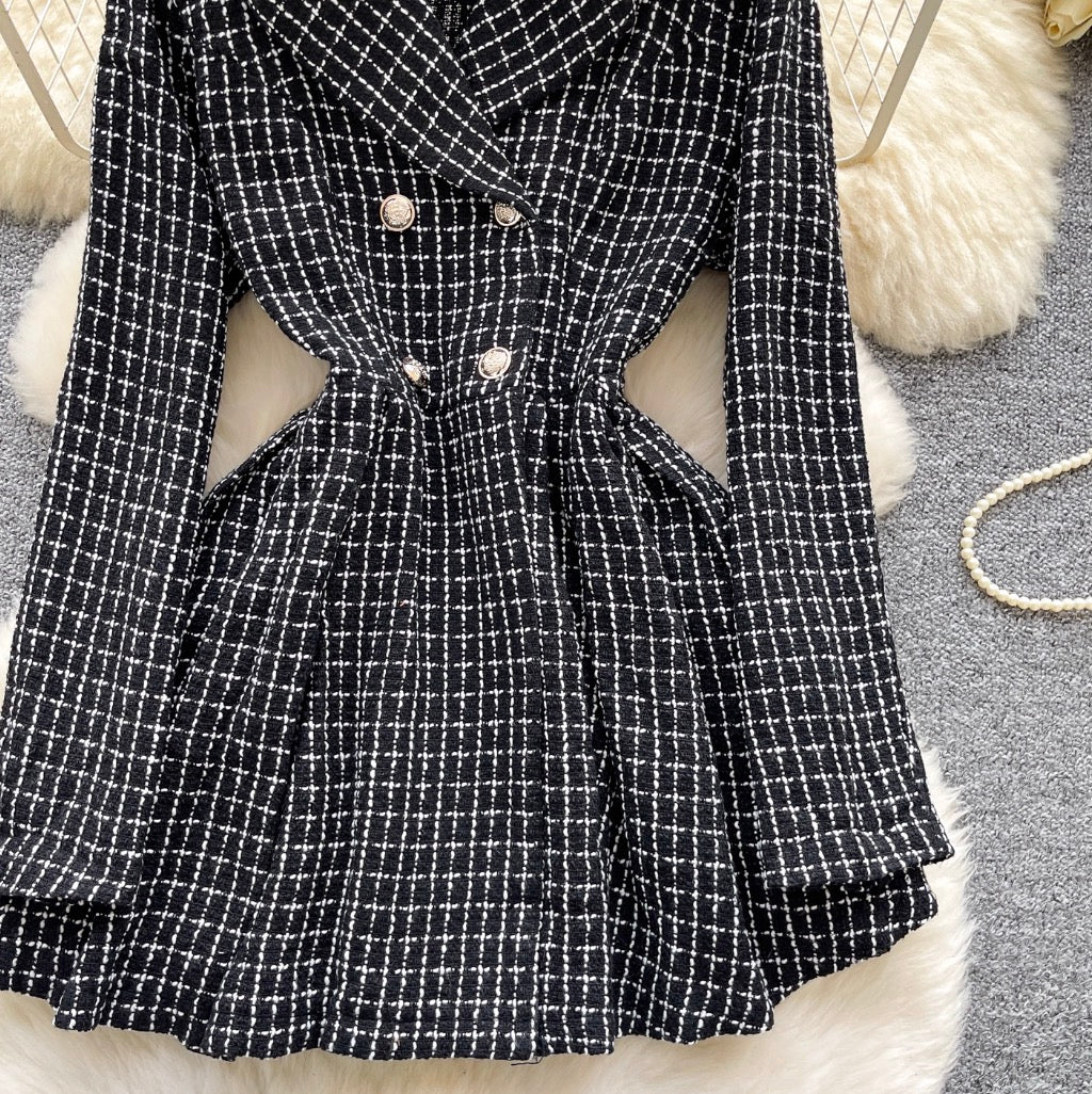 Vintage Suit Collar Tweed Dress