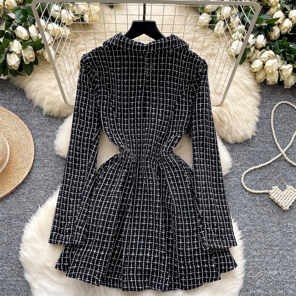 Vintage Suit Collar Tweed Dress