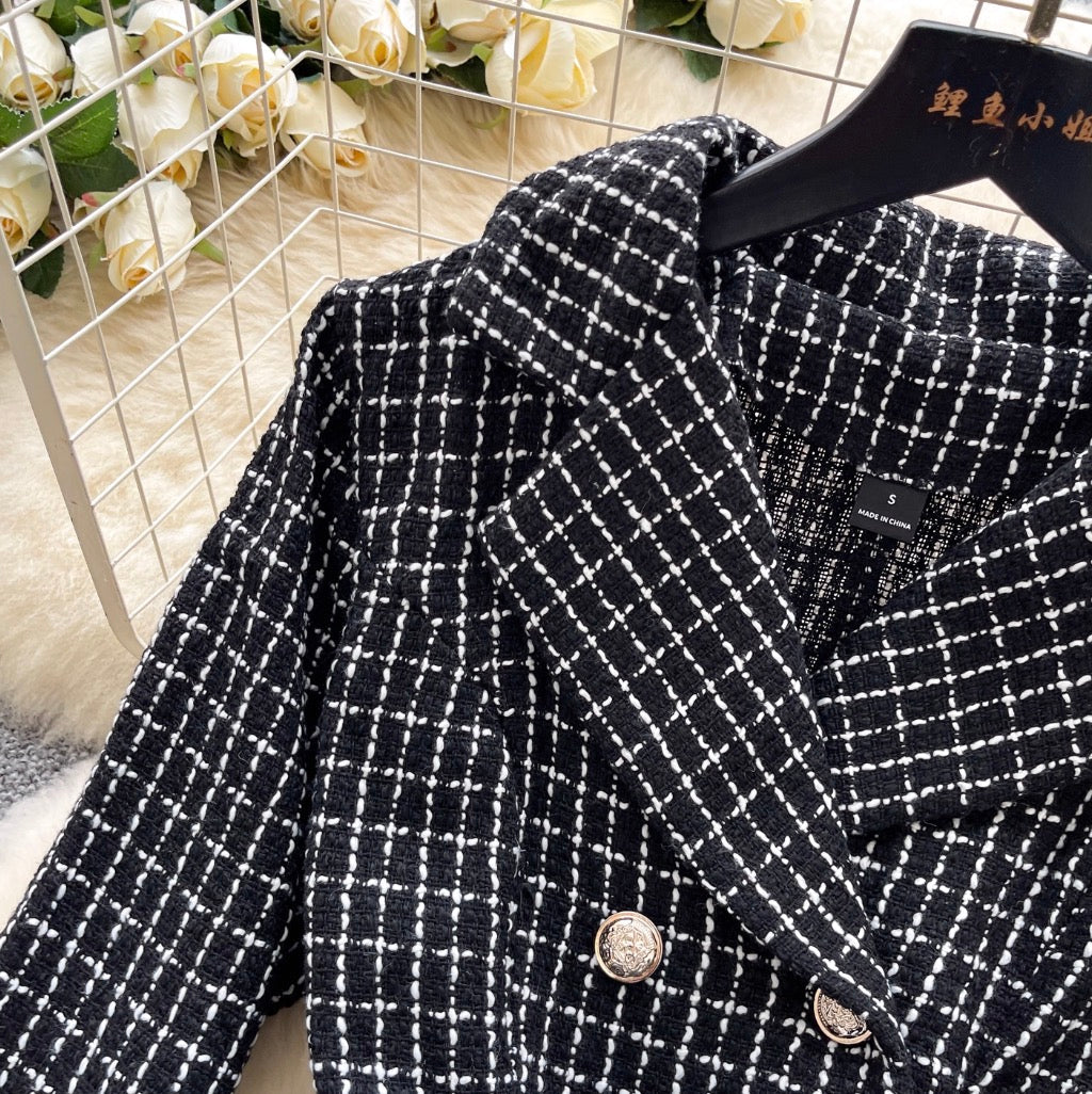 Vintage Suit Collar Tweed Dress