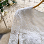 V-neck Padded Embroidered Lace Top