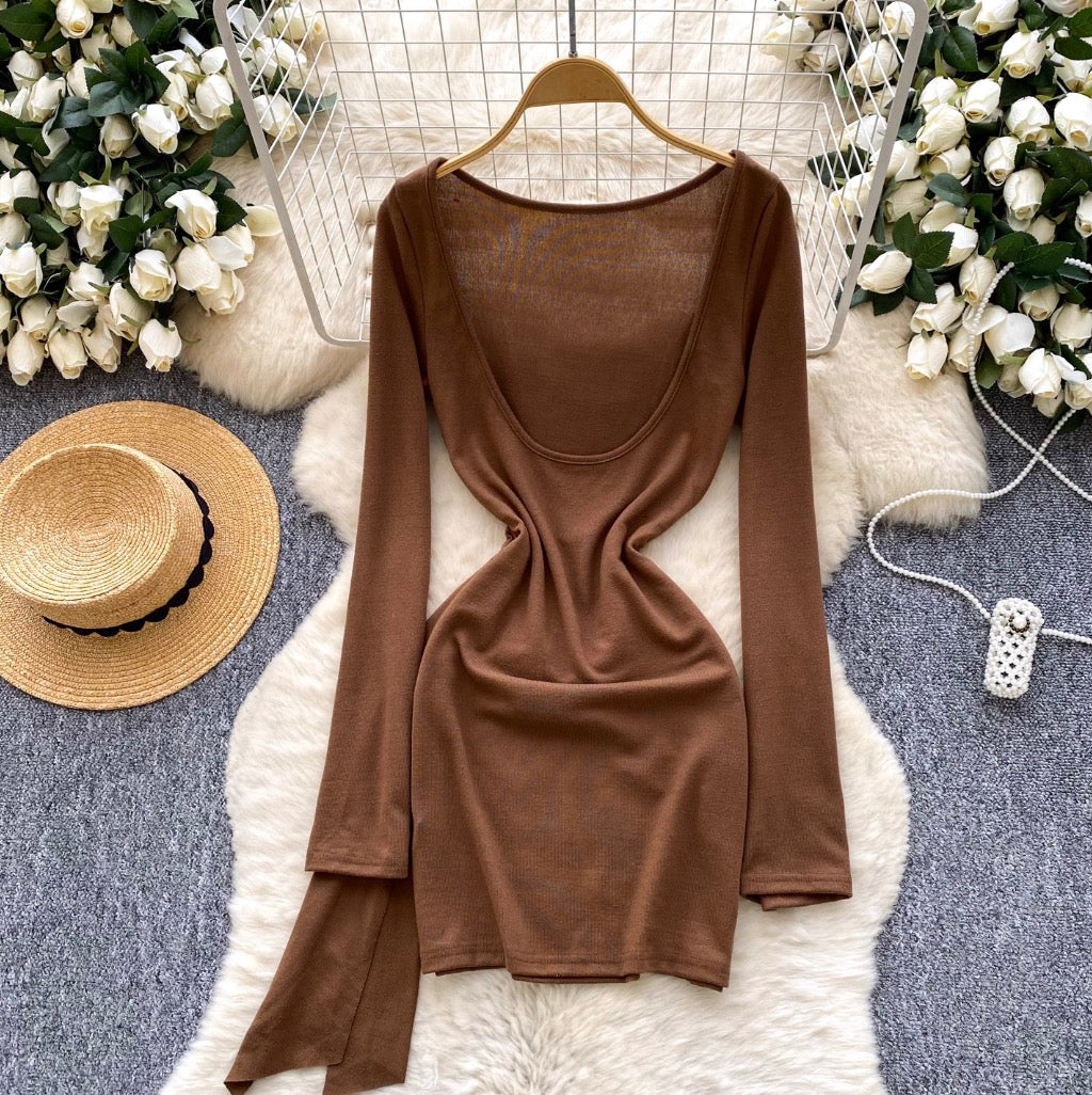 Knotted Buckle Backless Dress