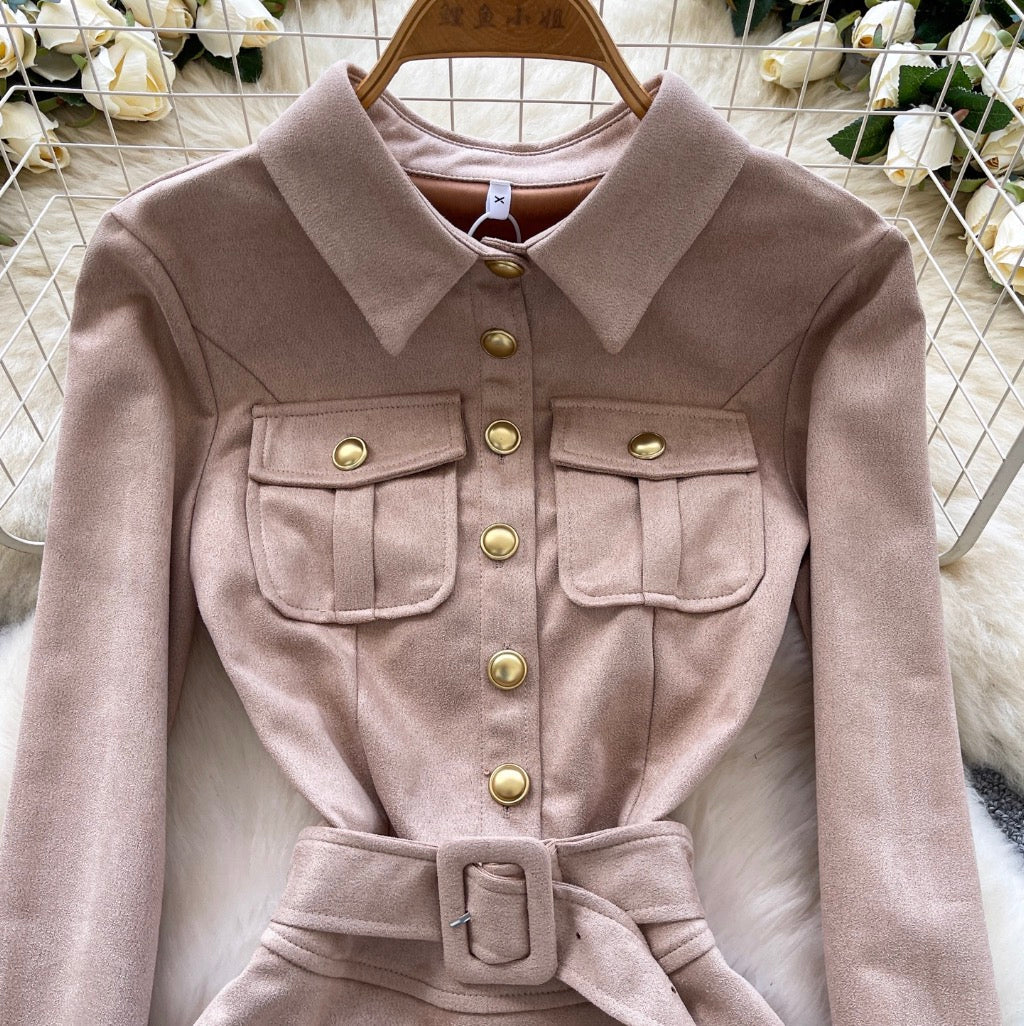 Vintage Metal Button Shirt Dress