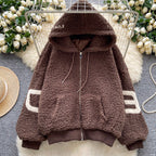 Chic Monogrammed Hooded Labmwool Jacket