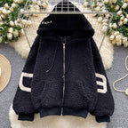 Chic Monogrammed Hooded Labmwool Jacket