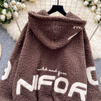 Chic Monogrammed Hooded Labmwool Jacket