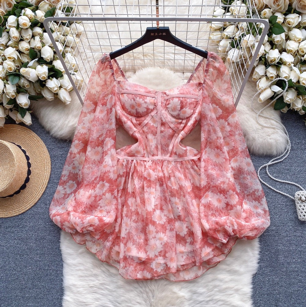 Sweetie Floral Print Puffy Dress