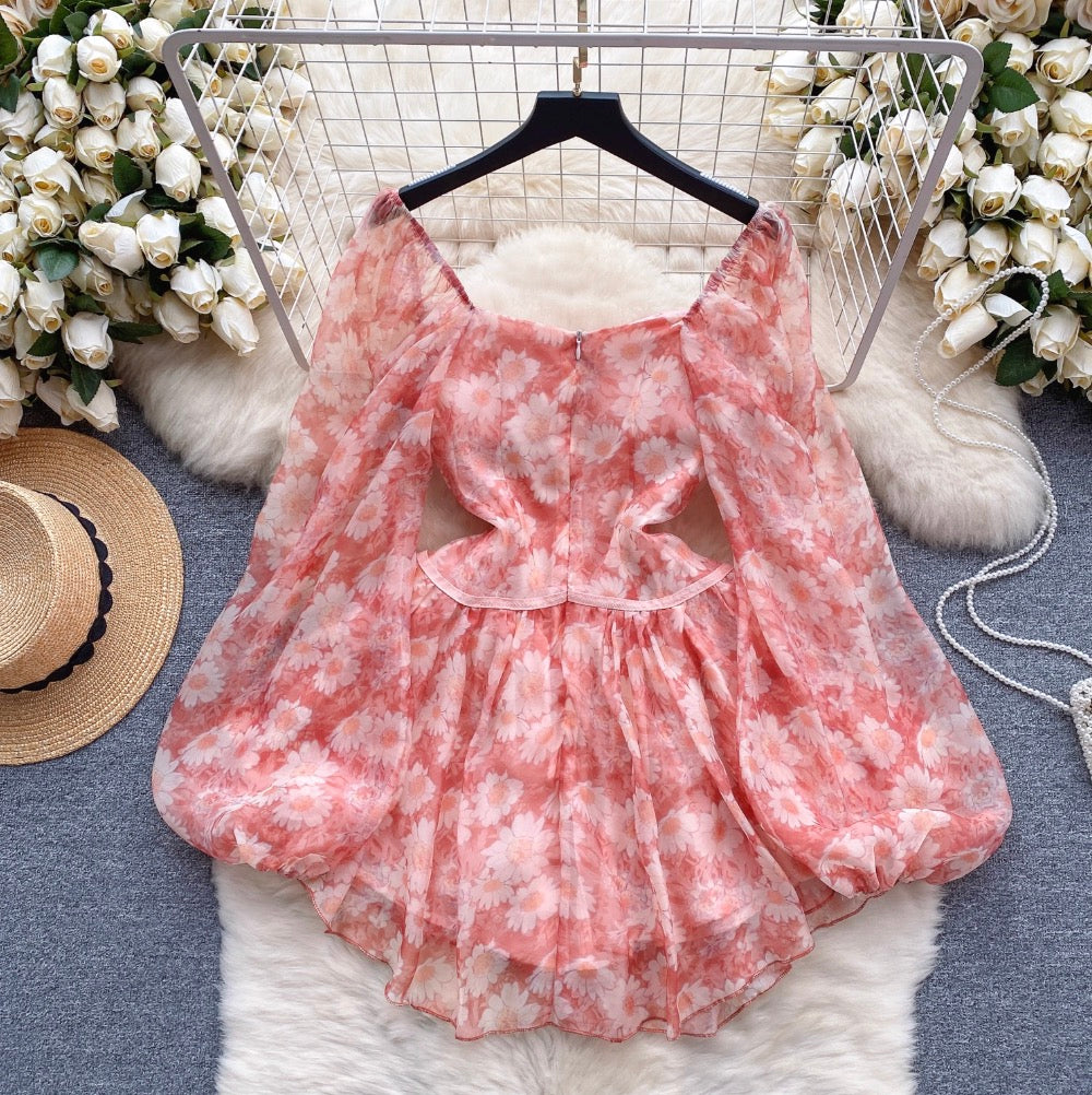 Sweetie Floral Print Puffy Dress