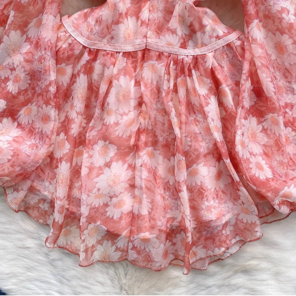 Sweetie Floral Print Puffy Dress