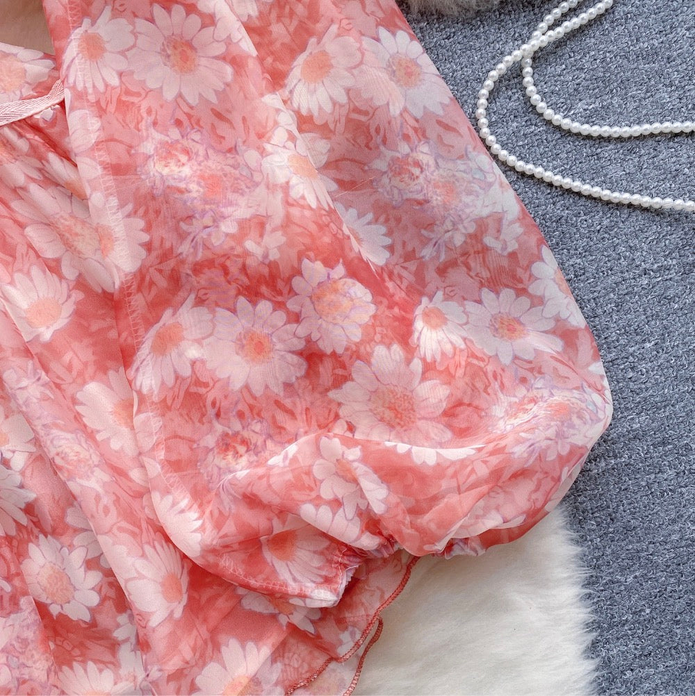 Sweetie Floral Print Puffy Dress