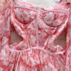 Sweetie Floral Print Puffy Dress