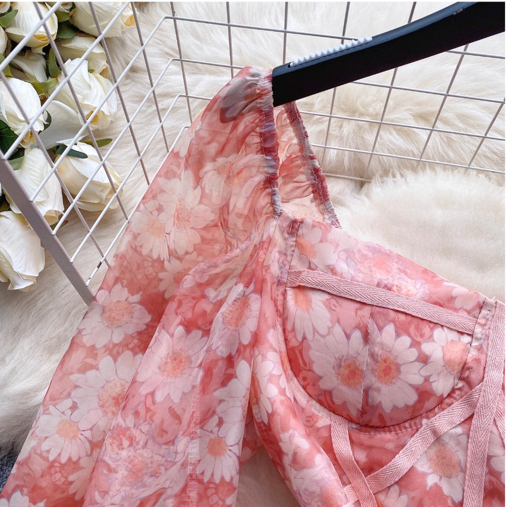 Sweetie Floral Print Puffy Dress