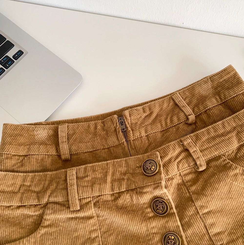 Vintage Patchwork Corduroy Skirt-Pants