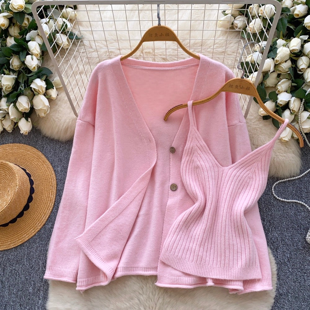 Camisole & Knitted Cardigan 2Pcs