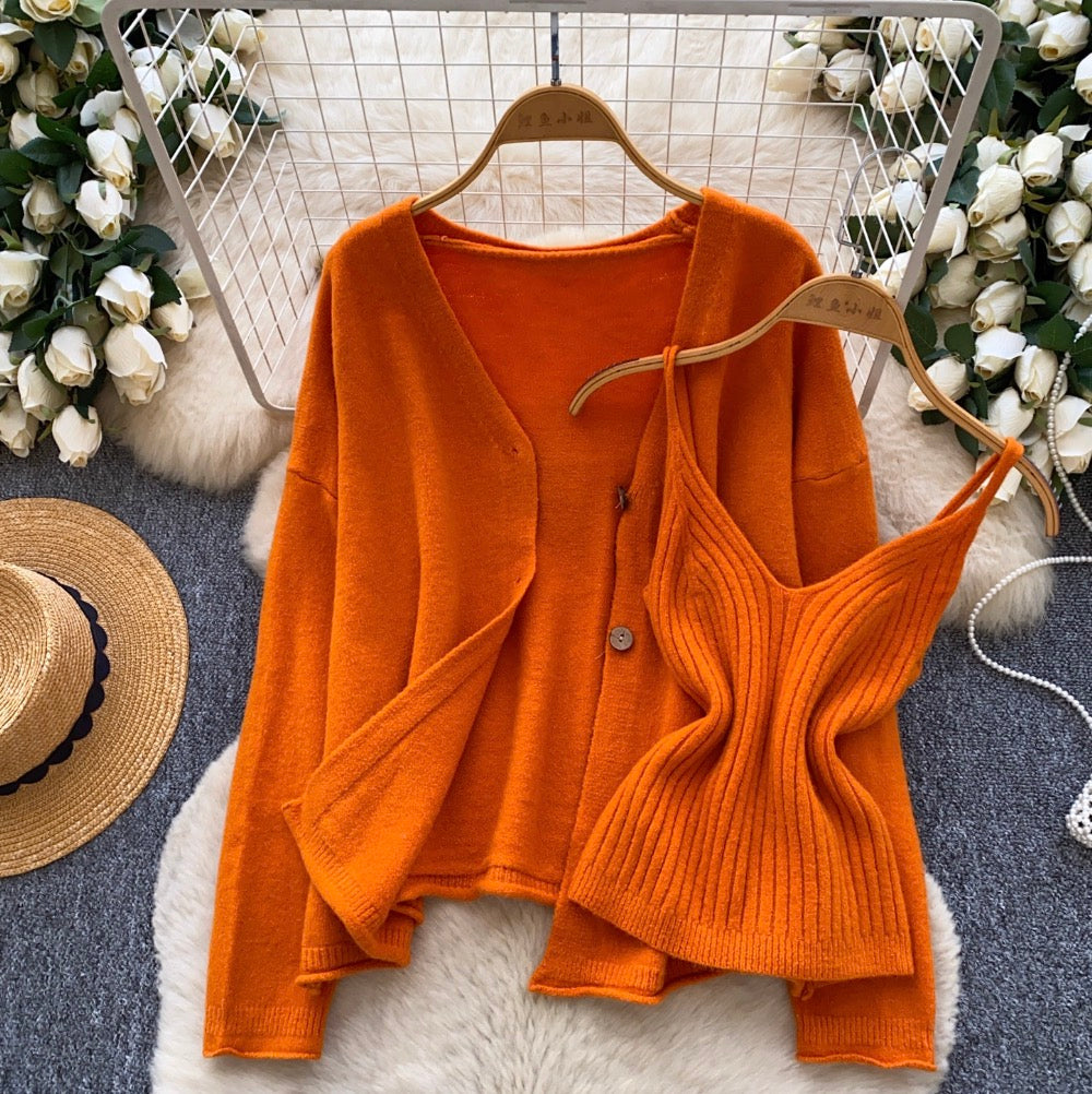 Camisole & Knitted Cardigan 2Pcs