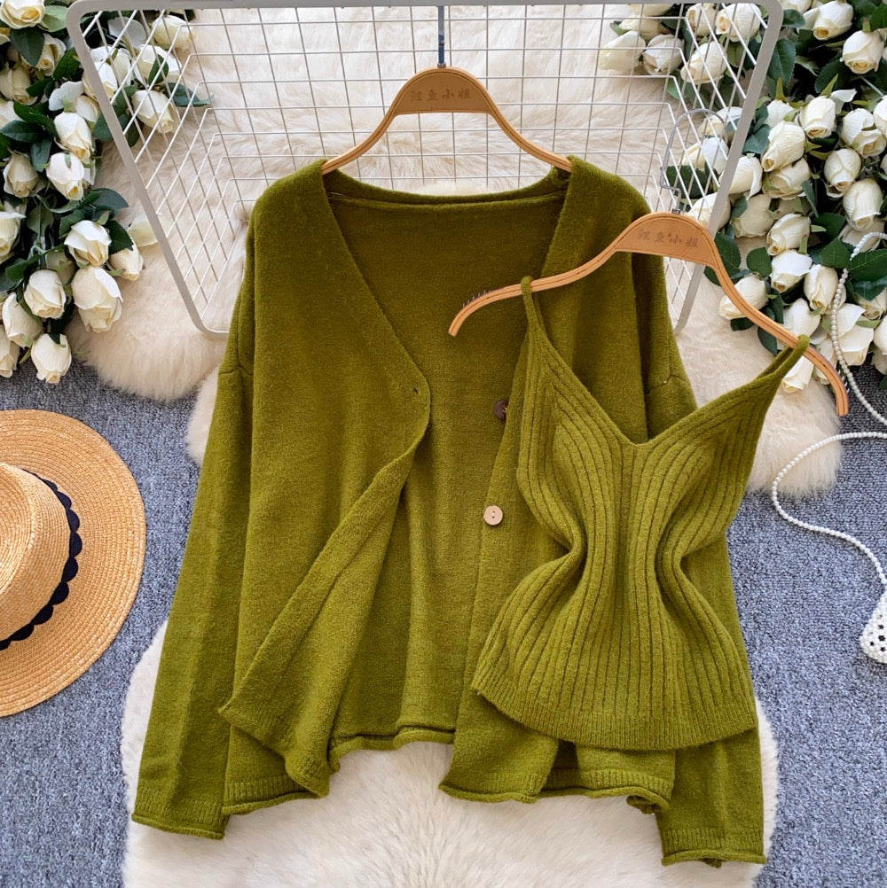Camisole & Knitted Cardigan 2Pcs