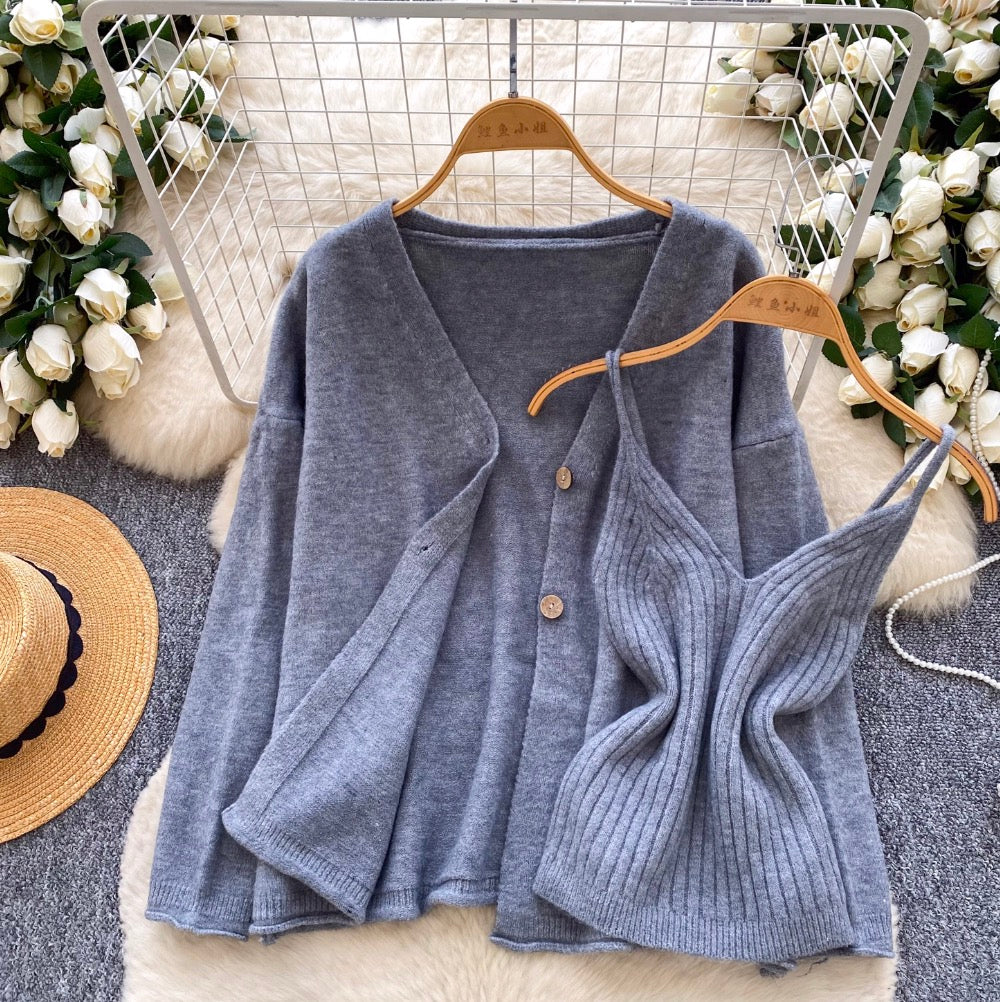 Camisole & Knitted Cardigan 2Pcs