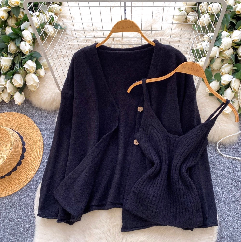 Camisole & Knitted Cardigan 2Pcs