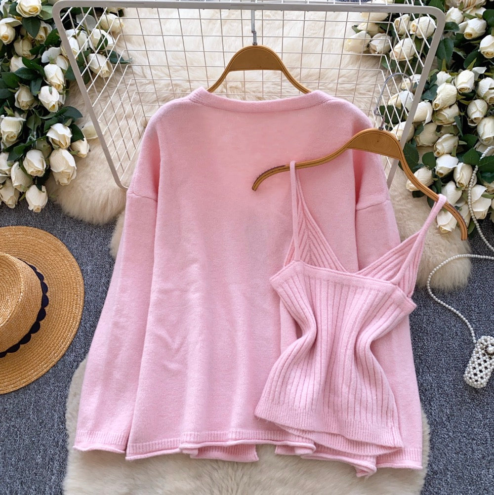 Camisole & Knitted Cardigan 2Pcs