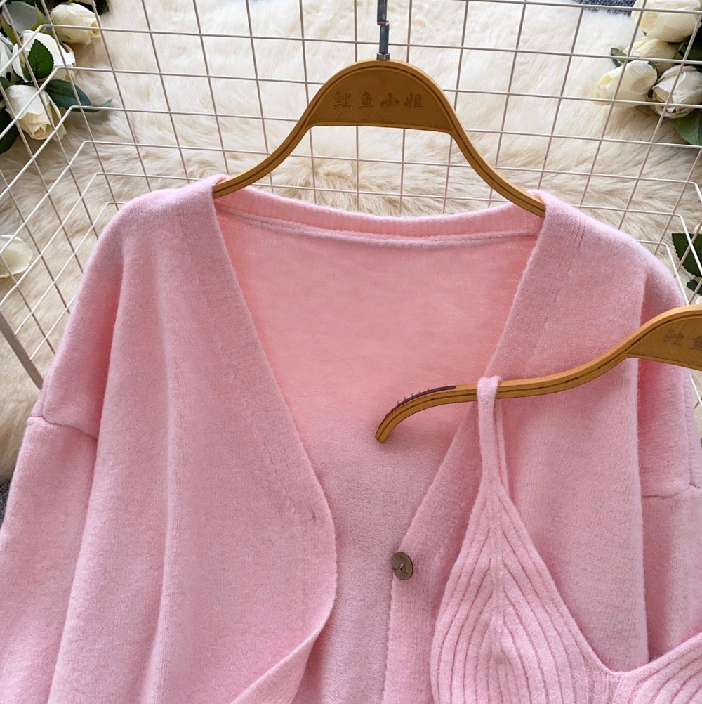 Camisole & Knitted Cardigan 2Pcs