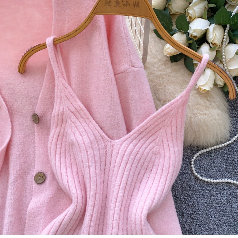 Camisole & Knitted Cardigan 2Pcs