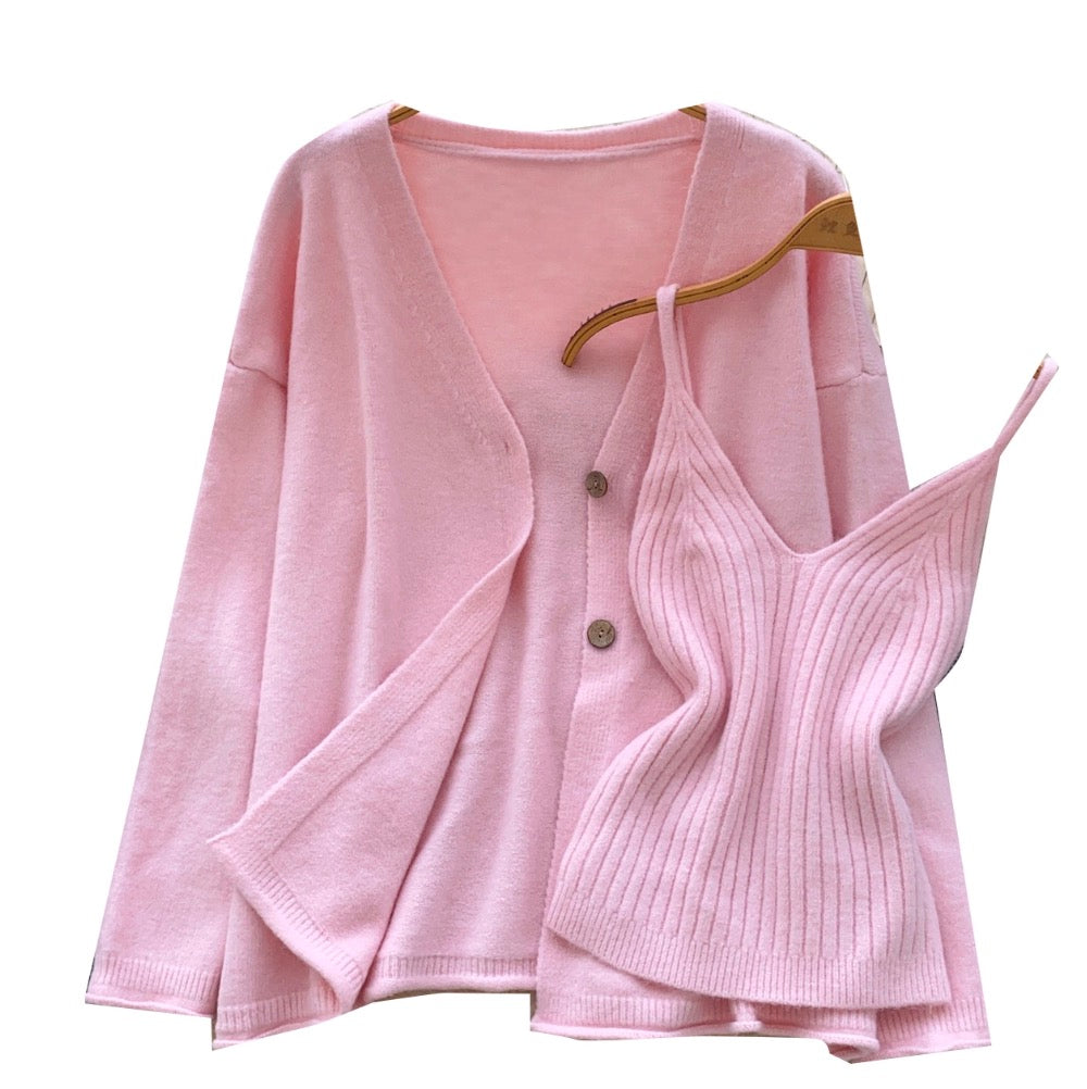 Camisole & Knitted Cardigan 2Pcs