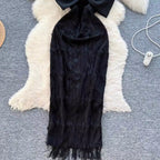 Bow-tie One Shoulder Black Dress