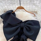 Bow-tie One Shoulder Black Dress