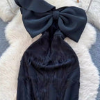 Bow-tie One Shoulder Black Dress