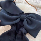 Bow-tie One Shoulder Black Dress