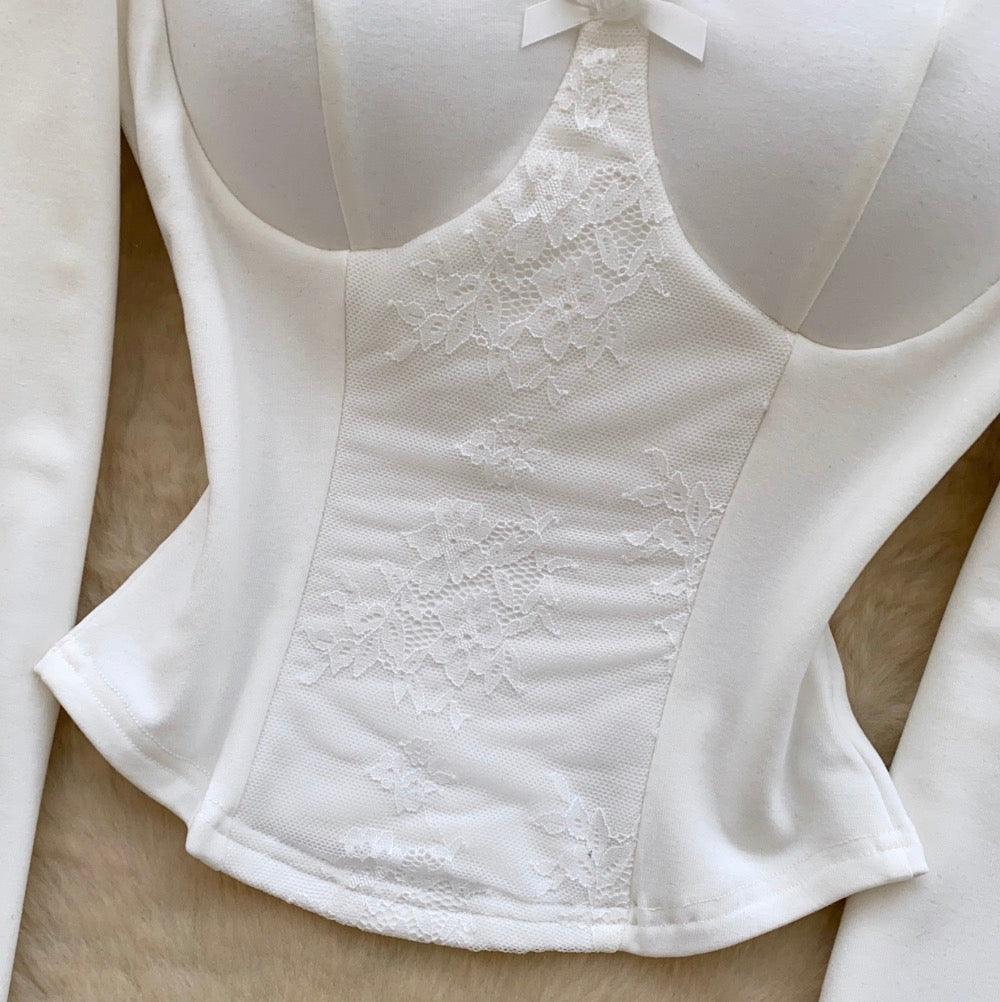 Sweetie Lace Patchwork Embroidered Shirt