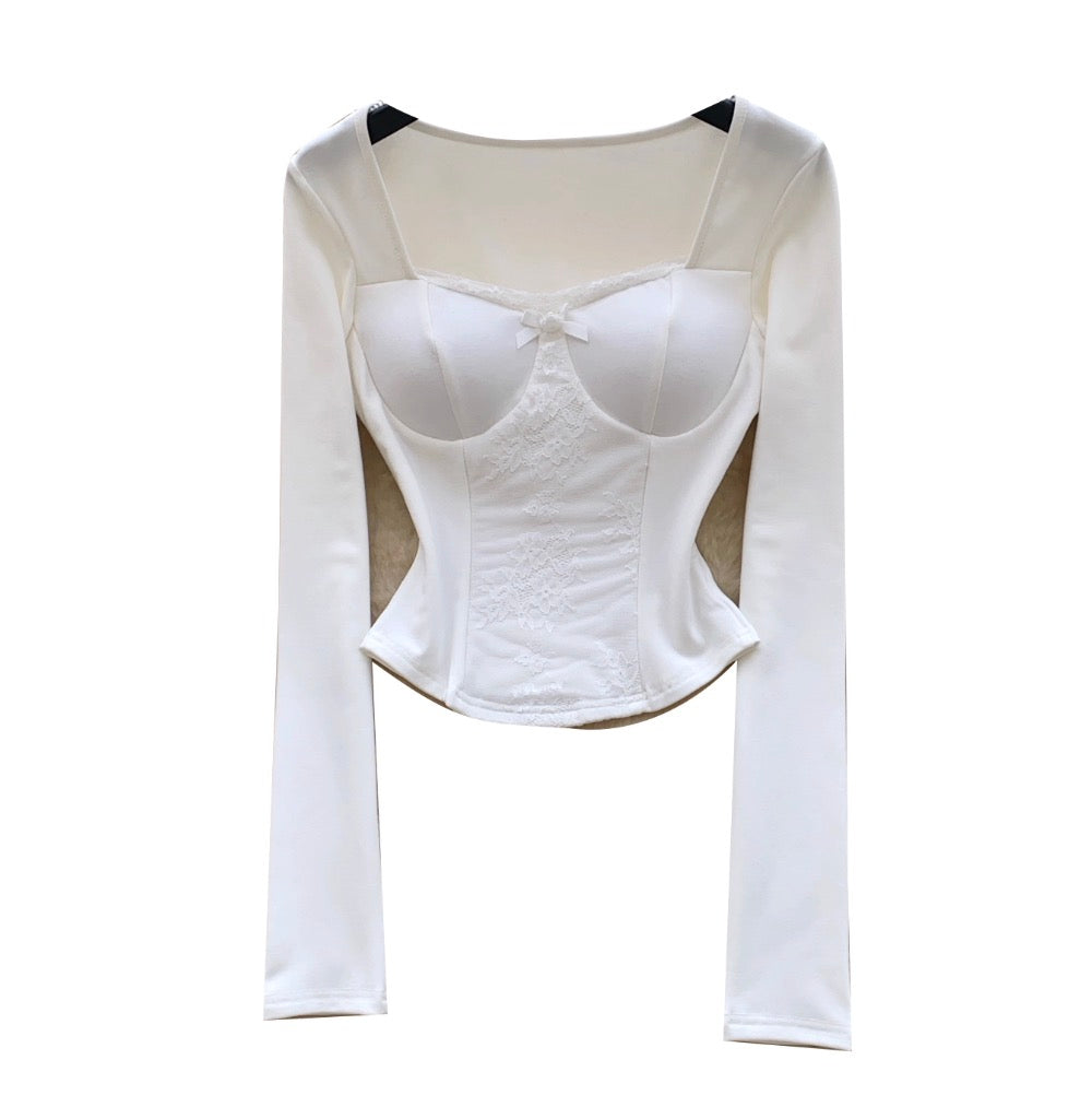 Sweetie Lace Patchwork Embroidered Shirt