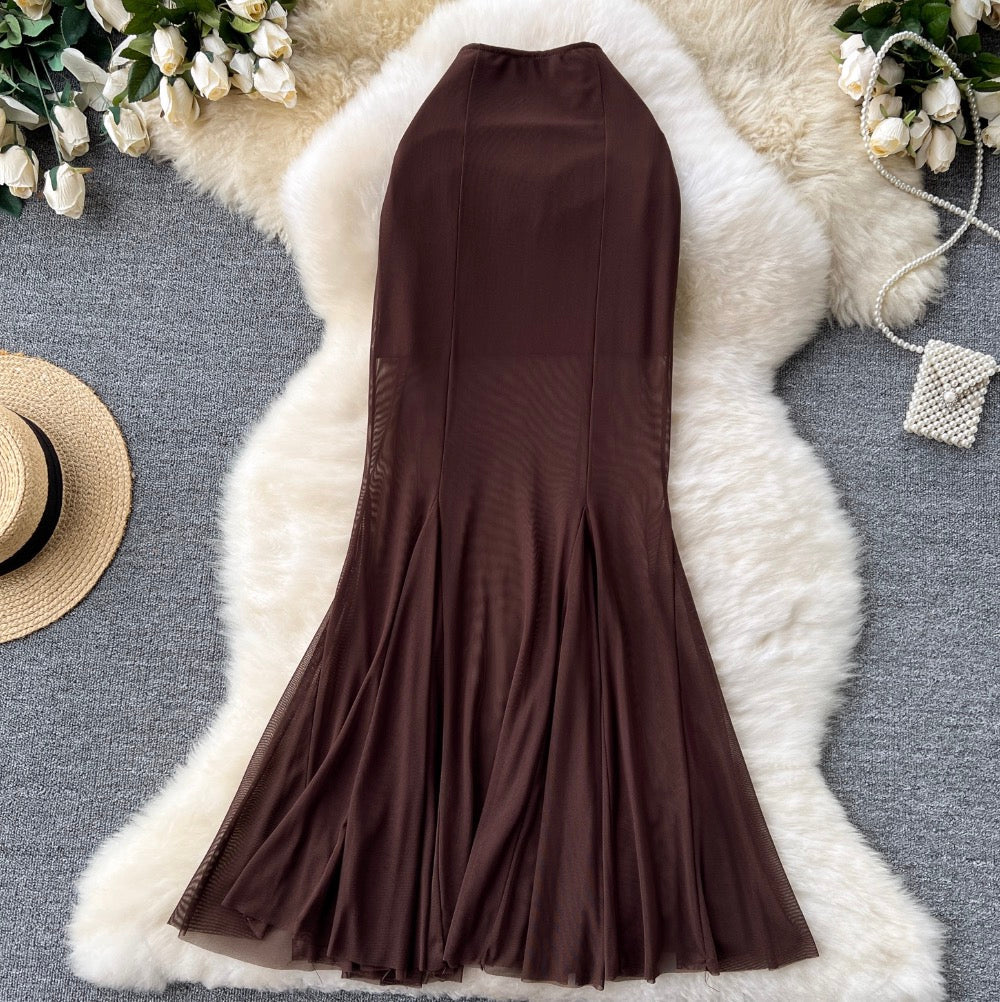 Solid Color Stretchy Fishtail Skirt