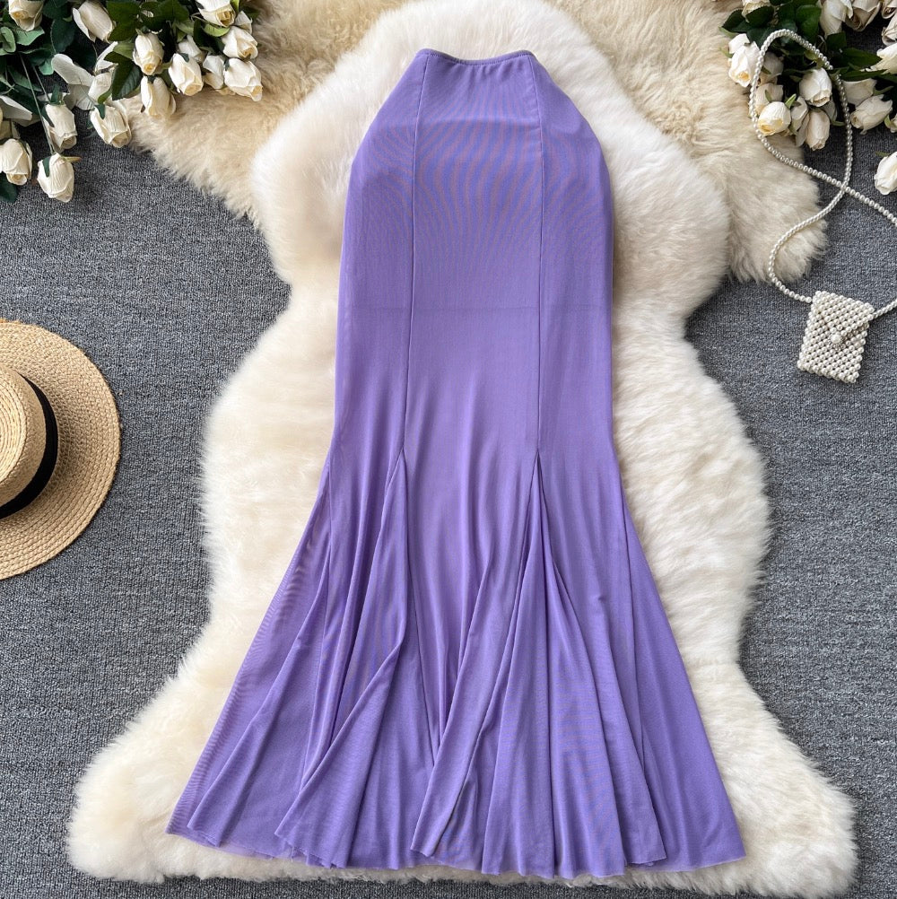 Solid Color Stretchy Fishtail Skirt