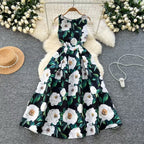 Vintage Sleeveless Floral Printed Dress