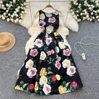 Vintage Sleeveless Floral Printed Dress
