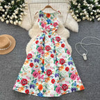 Vintage Sleeveless Floral Printed Dress