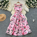 Vintage Sleeveless Floral Printed Dress