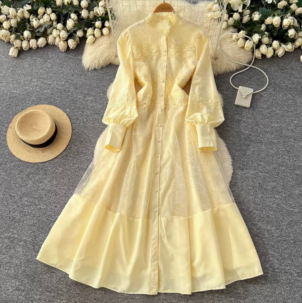 Elegant Lace Patchwork A-line Dress