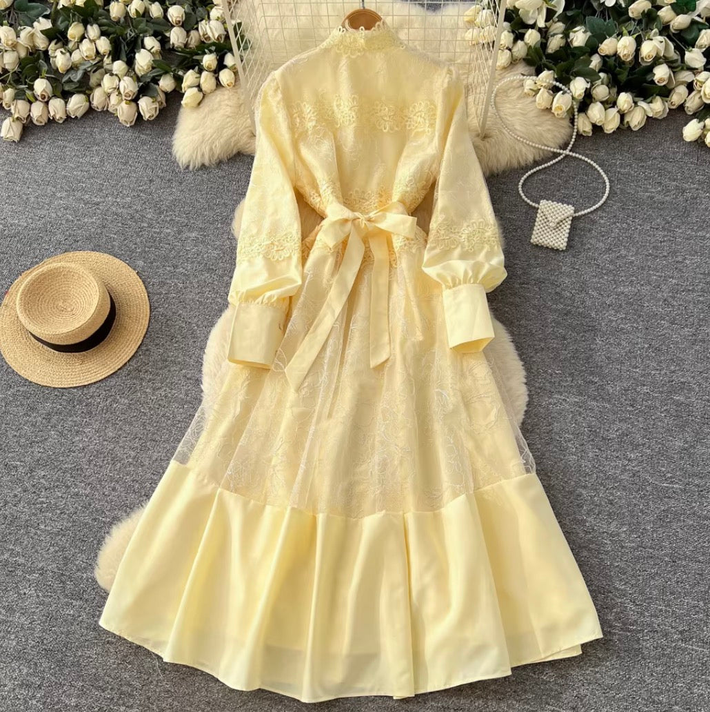 Elegant Lace Patchwork A-line Dress