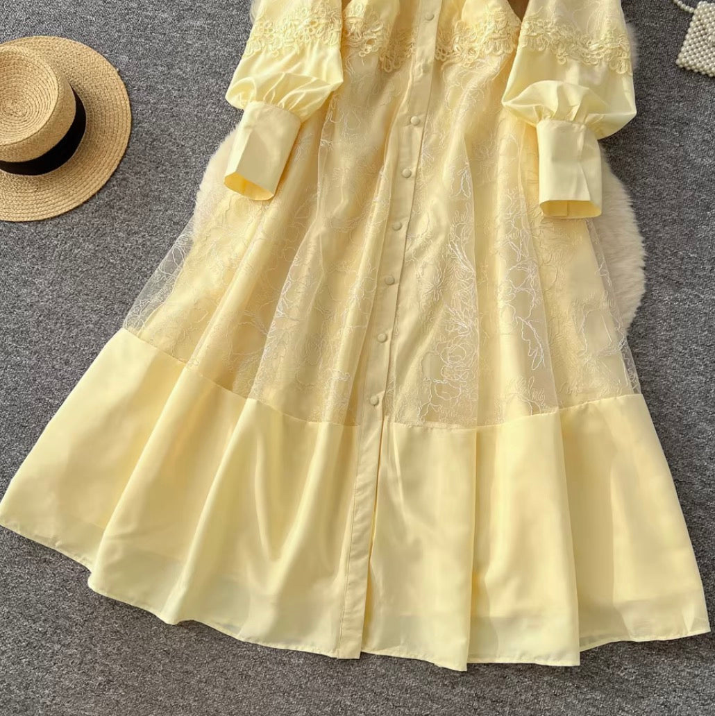 Elegant Lace Patchwork A-line Dress