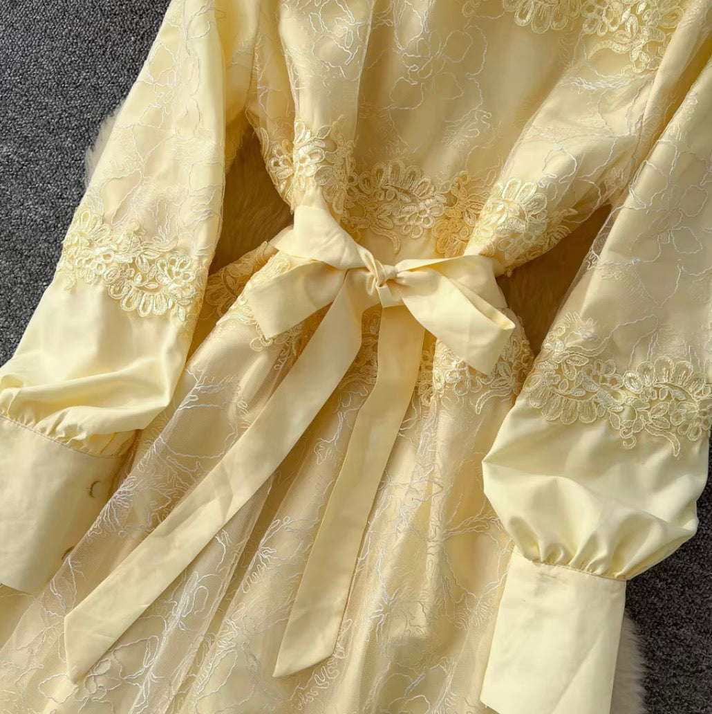 Elegant Lace Patchwork A-line Dress