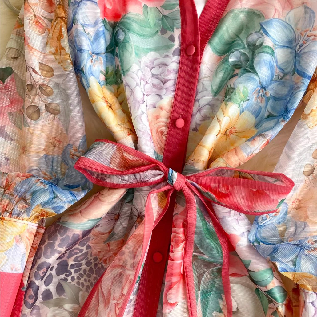 Courtly Floral Print A-line Dress