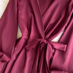Elegant Deep V-neck Satin Dress