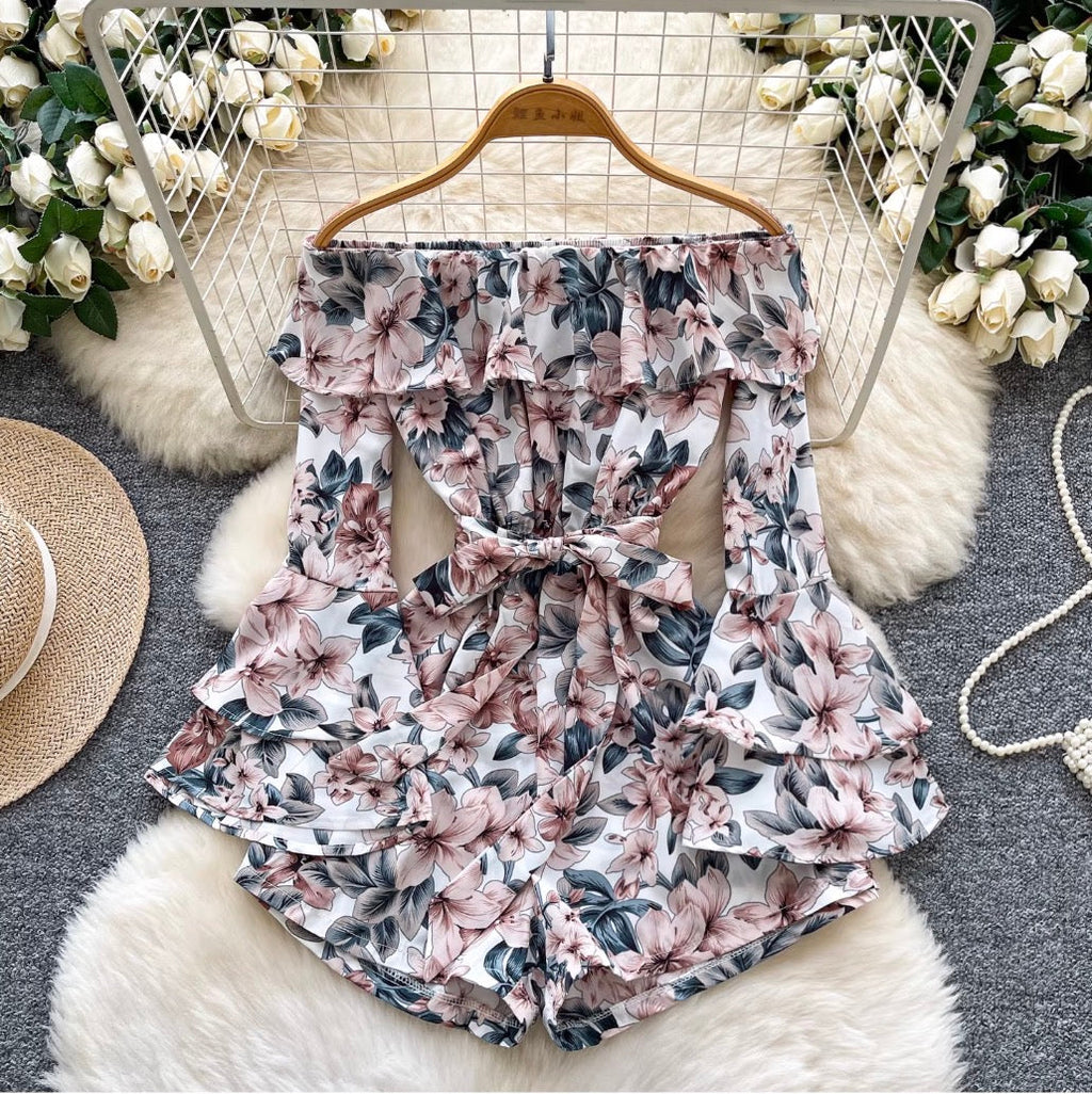 Off-shoulder Floral Print Dress