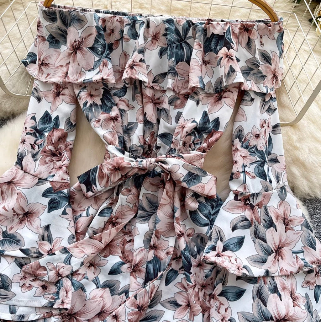 Off-shoulder Floral Print Dress