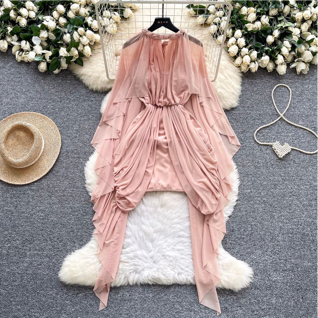 Niche Design Ruffled Pink Dress