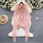 Niche Design Ruffled Pink Dress