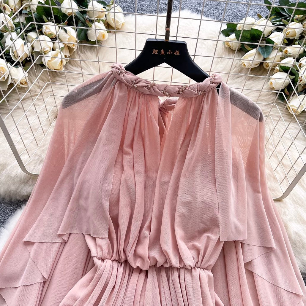 Niche Design Ruffled Pink Dress