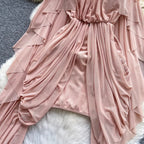 Niche Design Ruffled Pink Dress